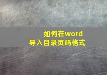 如何在word导入目录页码格式