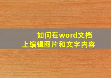 如何在word文档上编辑图片和文字内容