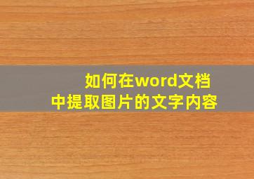 如何在word文档中提取图片的文字内容