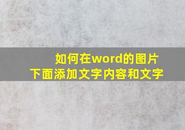 如何在word的图片下面添加文字内容和文字