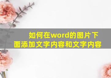 如何在word的图片下面添加文字内容和文字内容