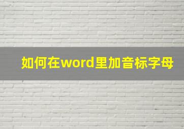 如何在word里加音标字母