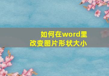 如何在word里改变图片形状大小