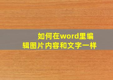 如何在word里编辑图片内容和文字一样