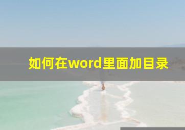 如何在word里面加目录