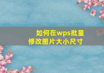 如何在wps批量修改图片大小尺寸