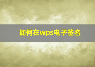 如何在wps电子签名