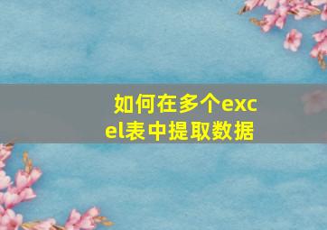 如何在多个excel表中提取数据