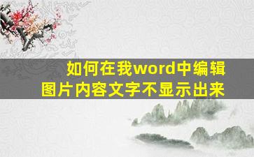 如何在我word中编辑图片内容文字不显示出来