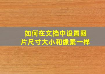 如何在文档中设置图片尺寸大小和像素一样