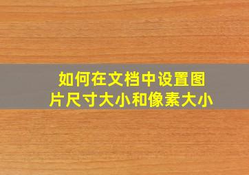 如何在文档中设置图片尺寸大小和像素大小