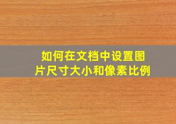 如何在文档中设置图片尺寸大小和像素比例