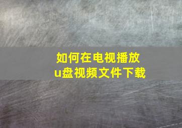 如何在电视播放u盘视频文件下载