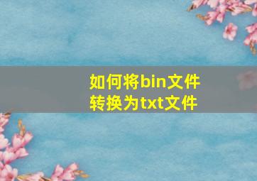 如何将bin文件转换为txt文件