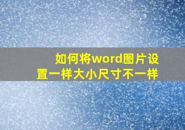 如何将word图片设置一样大小尺寸不一样