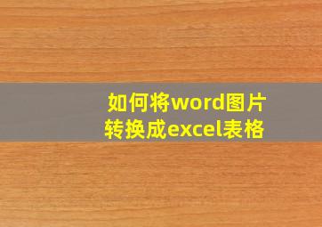 如何将word图片转换成excel表格