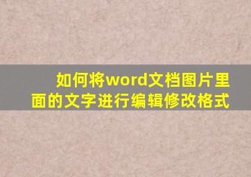 如何将word文档图片里面的文字进行编辑修改格式