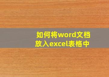 如何将word文档放入excel表格中