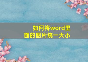 如何将word里面的图片统一大小