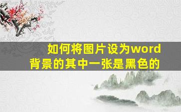 如何将图片设为word背景的其中一张是黑色的