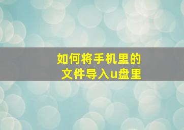 如何将手机里的文件导入u盘里