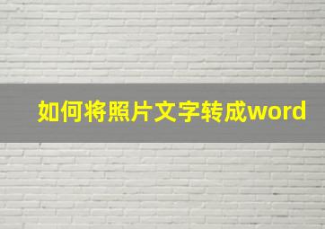 如何将照片文字转成word