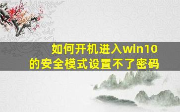 如何开机进入win10的安全模式设置不了密码