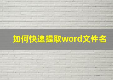 如何快速提取word文件名