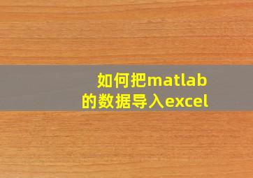 如何把matlab的数据导入excel