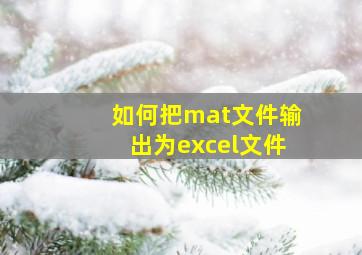 如何把mat文件输出为excel文件