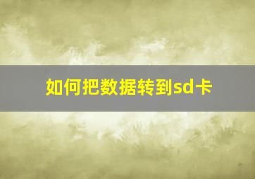 如何把数据转到sd卡