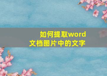 如何提取word文档图片中的文字