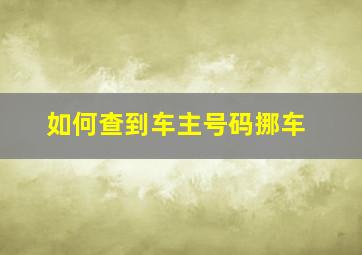 如何查到车主号码挪车