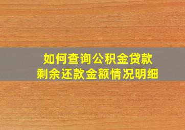 如何查询公积金贷款剩余还款金额情况明细