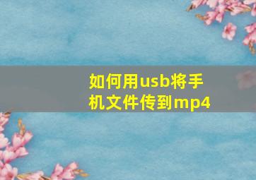 如何用usb将手机文件传到mp4