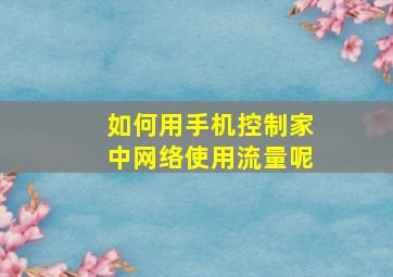 如何用手机控制家中网络使用流量呢