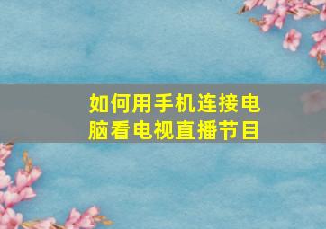 如何用手机连接电脑看电视直播节目