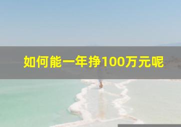 如何能一年挣100万元呢