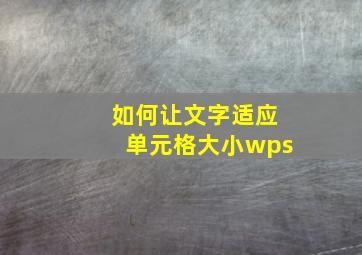 如何让文字适应单元格大小wps