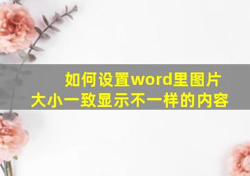 如何设置word里图片大小一致显示不一样的内容