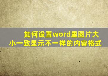 如何设置word里图片大小一致显示不一样的内容格式