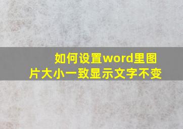 如何设置word里图片大小一致显示文字不变