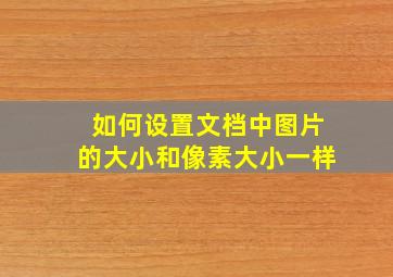 如何设置文档中图片的大小和像素大小一样