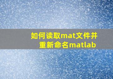 如何读取mat文件并重新命名matlab