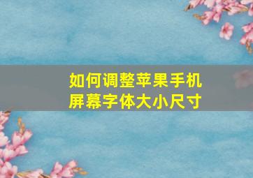 如何调整苹果手机屏幕字体大小尺寸