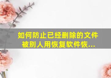 如何防止已经删除的文件被别人用恢复软件恢...