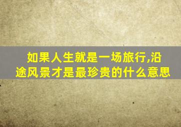 如果人生就是一场旅行,沿途风景才是最珍贵的什么意思