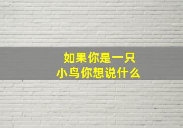 如果你是一只小鸟你想说什么