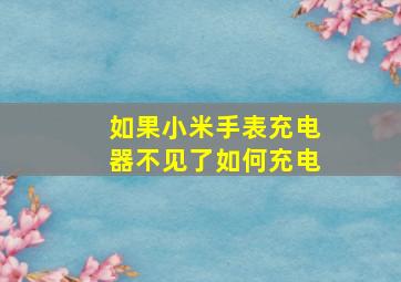 如果小米手表充电器不见了如何充电