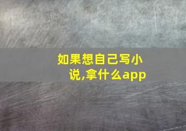 如果想自己写小说,拿什么app